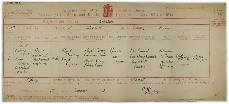 The Corps birth certificate.