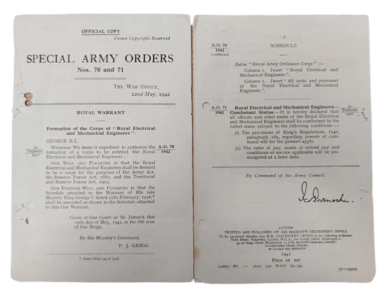 Two page document, titled " special army orders nos 70 and 71 " .
